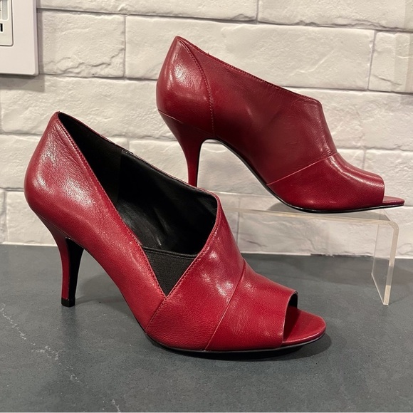 Nine West sz 7 Avalynn red leather peeptoe heels - Picture 1 of 16